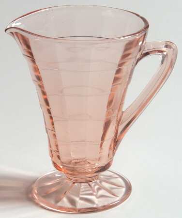 Block Optic Pink Footed Creamer by Anchor Hocking