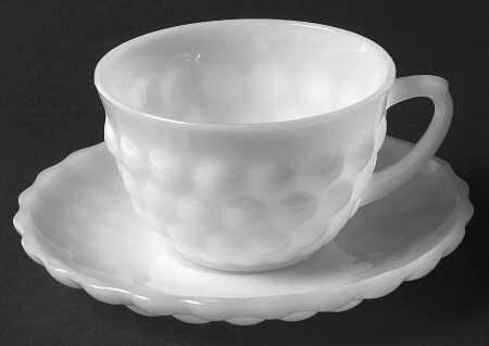 Bubble Milk Glass Cup & Saucer Set