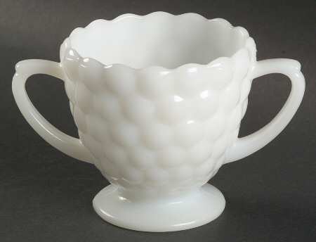 Bubble Milk Glass Open Sugar