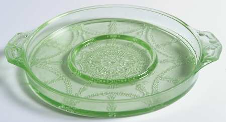 Cameo Green Round Handled Domino Tray W/Indentation