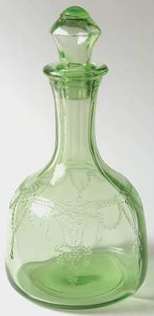 Cameo Green Non Frosted Decanter & Stopper