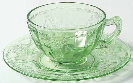 Cameo Green Scroll Handle Cup and Saucer/Bread and Butter