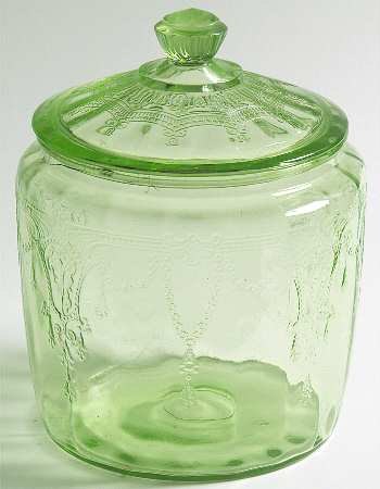 Cameo Green Cookie Jar & Lid