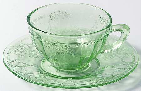 Cameo Green Cup and Saucer/Bread and Butter-Plain Handle