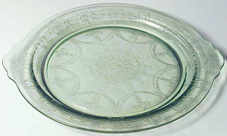 Cameo Green Handled Cake Plate
