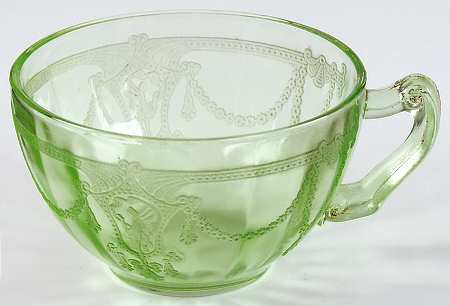 Cameo Green Scroll Handle Cup Only