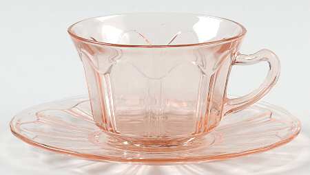 Colonial Pink Cup and Saucer, No Ring Bread & Butter Plate