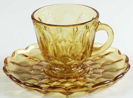 Fairfield Amber Cup & Saucer Set by Anchor Hocking