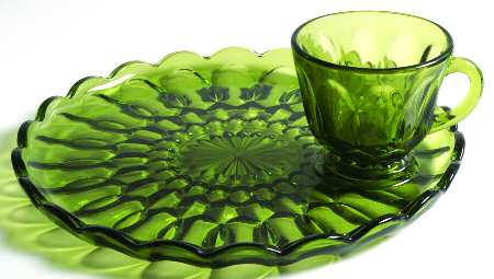 Fairfield Avocado Green Snack Plate & Cup Set