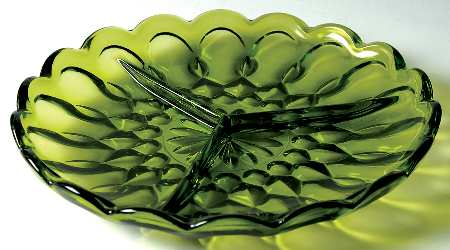 Fairfield Avocado Green 8" Round 3 Part Relish