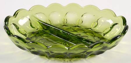 Fairfield Avocado Green 7" Oval 2 Part Relish