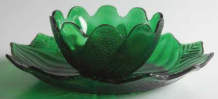 Forest Green Snack Set-Blossom Bowl & Leaf Plate