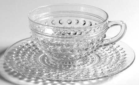 Hobnail Clear Cup and Saucer, No Ring Bread & Butter Plate