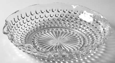Hobnail Clear 7" Round Crimped Bowl