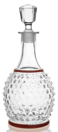 Hobnail Clear with Red Trim Decanter & Stopper