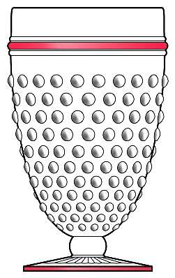 Hobnail Clear with Red Trim Water Goblet