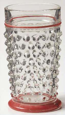 Hobnail Clear with Red Trim 7 Oz Flat Tumbler