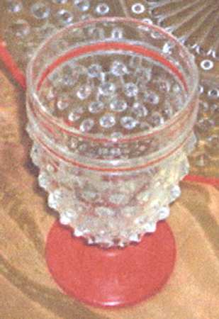 Hobnail Clear with Red Trim Juice Glass
