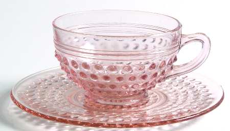 Hobnail Pink Cup and Saucer, No Ring Bread & Butter Plate