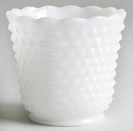 Hobnail Milk Glass Small Footed Straight Jardiniere
