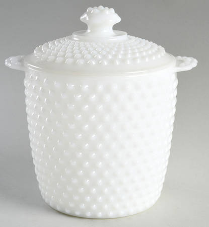 Hobnail Milk Glass Cookie Jar & Lid