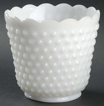 Hobnail Milk Glass Medium Footed Straight Jardiniere
