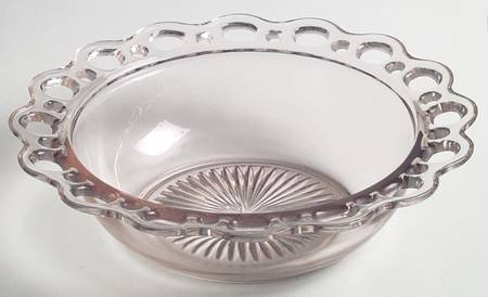 Lace Edge Pink 9" Plain Round Bowl
