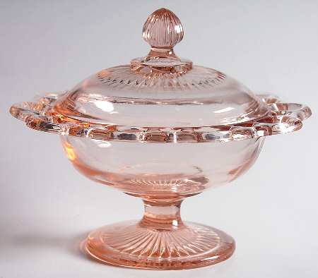 Lace Edge Pink 3" X 7" Compote & Lid