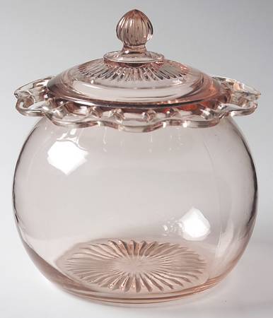 Lace Edge Pink Cookie Jar & Lid