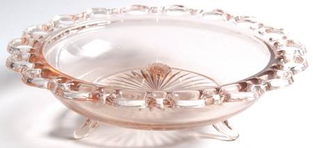 Lace Edge Pink 10" 3-Toed Footed Bowl