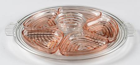 Manhattan Clear 7 Piece Relish Service, Pink Inserts