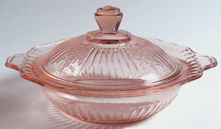 Mayfair Pink Butter/Small Round Covered Vegetable & Lid