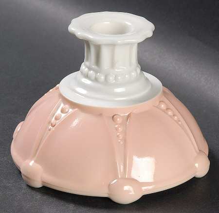 Oyster and Pearl White with Pink Single Light Candlestick
