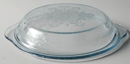 Philbe Sapphire Blue Ovenware Round Handle Pie Plate, Casserole Lid