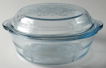 Philbe Sapphire Blue Ovenware 1.5 Quart Round Pieplate Lid Casserole