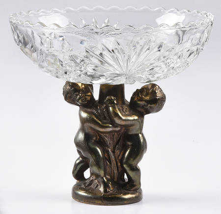 Prescut Clear Compote w/Metal Base (H x W) by Anchor Hocking