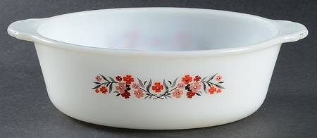 Primrose (Fire King) 1.5 Quart Oval, Covered Casserole, No Lid
