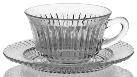 Queen Mary Clear Cup & Saucer Set by Anchor Hocking