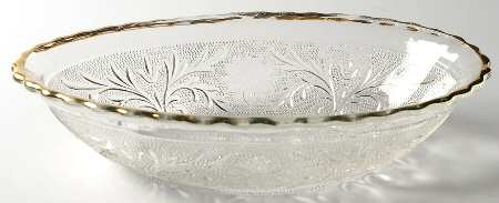 Sandwich Clear (Gold Trim) Oval Bowl