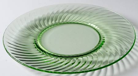 Spiral Green 10" Sandwich Plate by Anchor Hocking