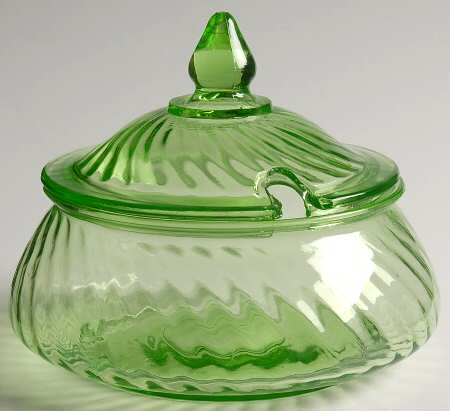 Spiral Green Preserve & Lid by Anchor Hocking