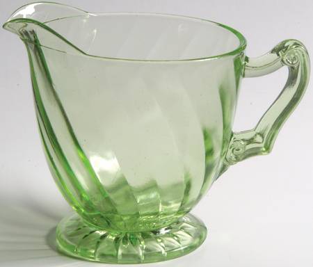 Spiral Green Footed Creamer by Anchor Hocking