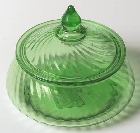 Spiral Green Candy Dish & Lid by Anchor Hocking