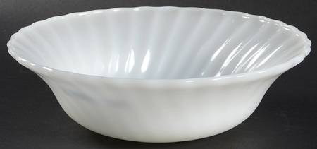 Swirl Anchor White (Smooth Edge) 8" Round Vegetable Bowl