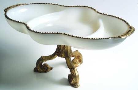Swirl Golden Anniversary 11"Oblong 3 Part Relish with Metal Foot