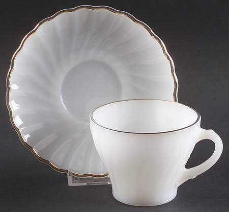 Golden Shell (Shell) Cup and Saucer Set by Anchor Hocking