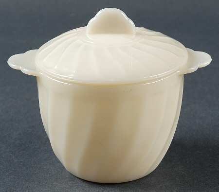 Swirl Ivory White Sugar Bowl & Lid