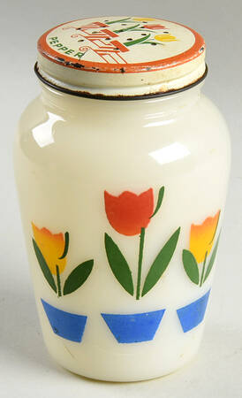 Tulips On Ivory Pepper Shaker with Metal Lid