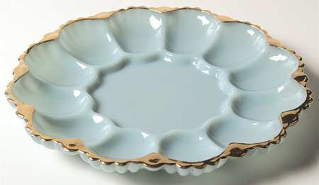 Turquoise Blue Deviled Egg Server by Anchor Hocking