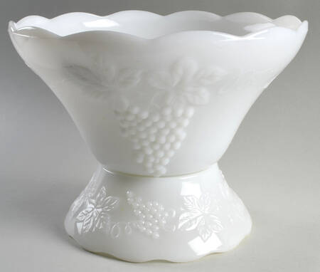 Vintage Milk Glass Punch Bowl with Stand by Anchor Hocking